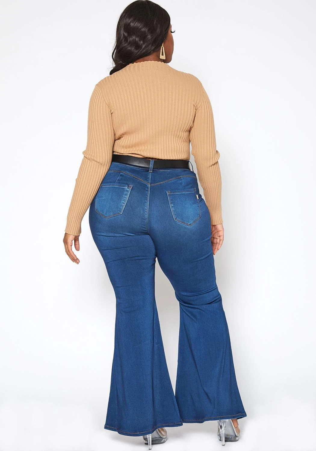 Vibrant Plus Size Bum Loving Bell Bottom Denim Jean 6 Vibrant Plus Size Bum Loving Bell Bottom Denim Jean - Image 4