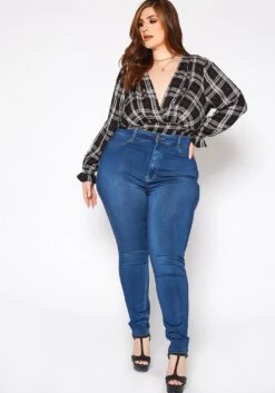 Asoph Plus Size Classic Skinny Denim High Rise Jean
