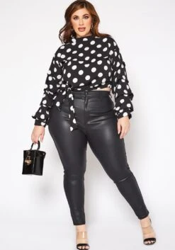 Vibrant Plus Size Girls Night Out PU Leather Skinny Jeans -Curve Elegance Shop 2016802 001 1