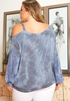 Asoph Plus Size Tie Dye Single Strap Off Shoulder Sweater -Curve Elegance Shop 2016935 158 2