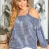 Asoph Plus Size Tie Dye Single Strap Off Shoulder Sweater