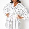 Asoph Plus Size Pin Striped Button Front Mini Dress -Curve Elegance Shop 2017009 002 3