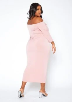 Asoph Plus Size Sincere Off Shoulder Bodycon Maxi Dress -Curve Elegance Shop 2017010 102 3