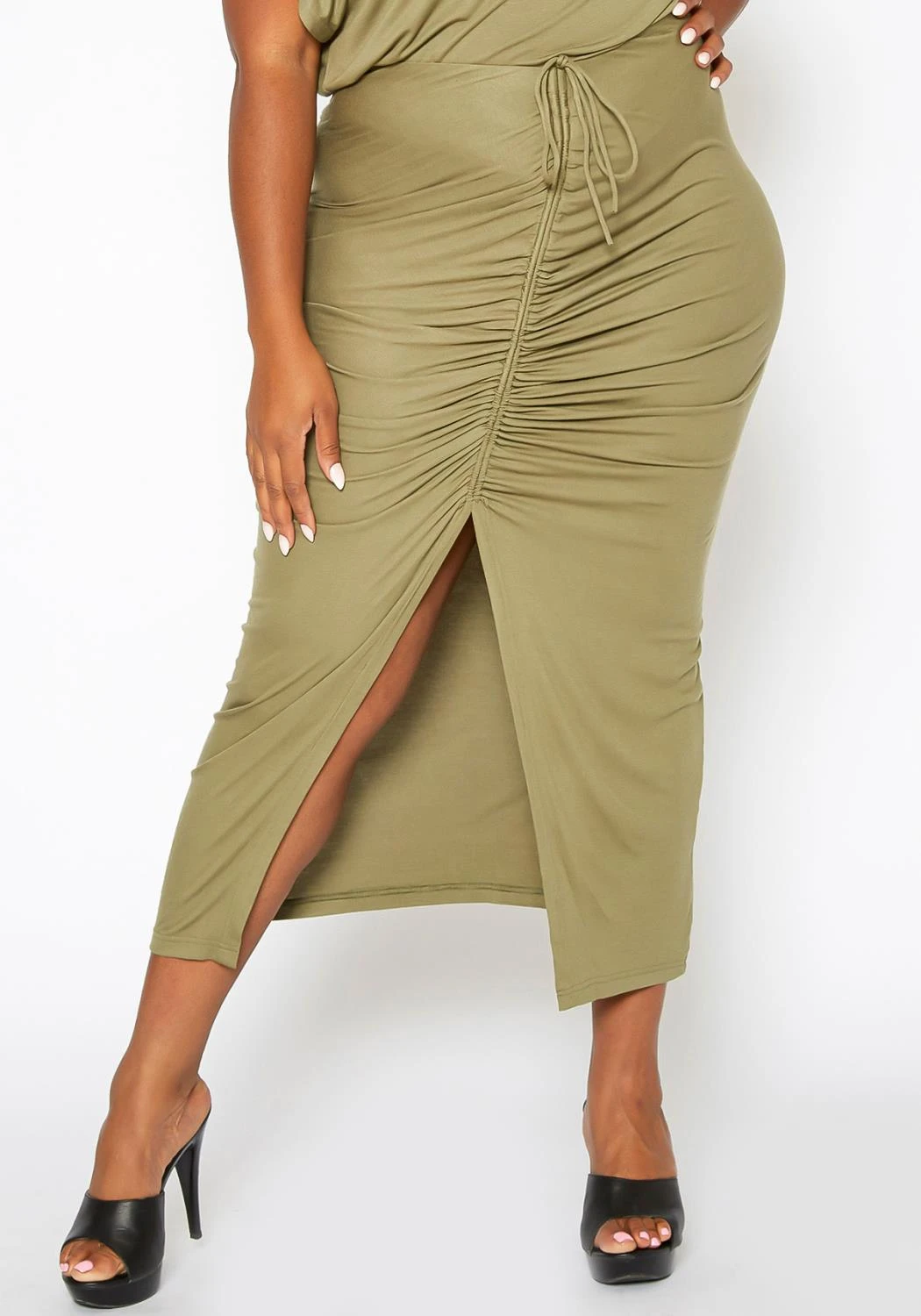 Asoph Plus Size Centered Drawstring Hem Maxi Skirt 4 Asoph Plus Size Centered Drawstring Hem Maxi Skirt - Image 2