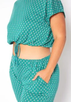 Asoph Plus Size Polka Dot Print Crop Top & Joggers Set -Curve Elegance Shop 2017179 103 4