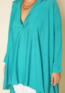 Plus Size Open Collar High To Low Chiffon Blouse -Curve Elegance Shop 2017276 179 4