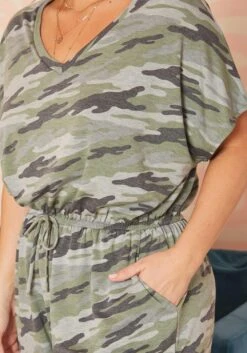 Asoph Plus Size Camo Print Lounge Romper -Curve Elegance Shop 2017351 354 3