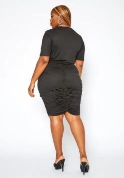 Asoph Plus Size Ruched Crop Top & Pencil Skirt Matching Set -Curve Elegance Shop 2017402 001 4