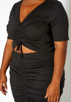 Asoph Plus Size Ruched Crop Top & Pencil Skirt Matching Set -Curve Elegance Shop 2017402 001 5