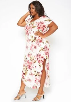 Asoph Plus Size Spring Floral Print Tee Shirt Maxi Dress -Curve Elegance Shop 2017418 952 2