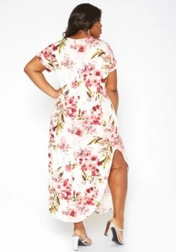 Asoph Plus Size Spring Floral Print Tee Shirt Maxi Dress -Curve Elegance Shop 2017418 952 3