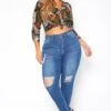 Asoph Plus Size Distressed Blue Wash High Waist Skinny Denim Jeans -Curve Elegance Shop 2017458 185 1