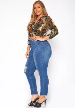 Asoph Plus Size Distressed Blue Wash High Waist Skinny Denim Jeans -Curve Elegance Shop 2017458 185 2