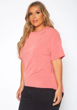 Plus Size Distressed Crew Neck Tee Shirt -Curve Elegance Shop 2017521 144 2