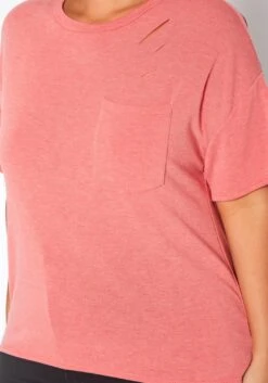 Plus Size Distressed Crew Neck Tee Shirt -Curve Elegance Shop 2017521 144 4