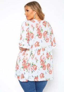 Asoph Plus Size Floral Print Relaxed Fit Tee Shirt -Curve Elegance Shop 2017522 278 3