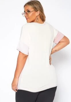Asoph Plus Size Color Block Crew Neck Tee Shirt 10 Asoph Plus Size Color Block Crew Neck Tee Shirt -Curve Elegance Shop 2017572 128 3