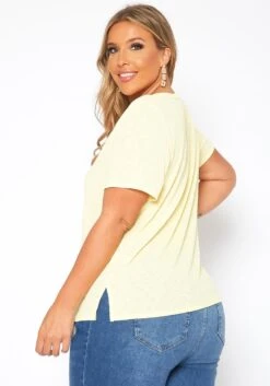 Asoph Plus Size Waffle Knit Crew Neck Tee Shirt -Curve Elegance Shop 2017587 105 3