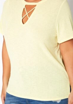 Asoph Plus Size Waffle Knit Crew Neck Tee Shirt -Curve Elegance Shop 2017587 105 4