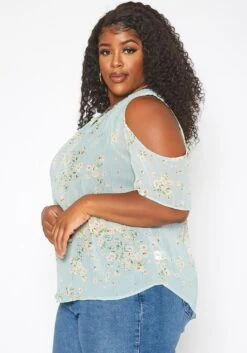 Asoph Plus Size Floral Print Cold Shoulder Top -Curve Elegance Shop 2017619 003 2