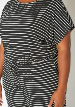 Asoph Plus Size Striped Relaxed Fit Romper -Curve Elegance Shop 2017629 001 4