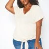 Asoph Plus Size Crochet Trim V Neck Shirt