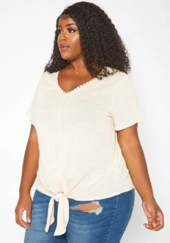 Asoph Plus Size Crochet Trim V Neck Shirt -Curve Elegance Shop 2017630 118 2