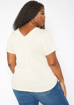 Asoph Plus Size Crochet Trim V Neck Shirt -Curve Elegance Shop 2017630 118 3