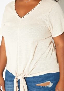Asoph Plus Size Crochet Trim V Neck Shirt -Curve Elegance Shop 2017630 118 4