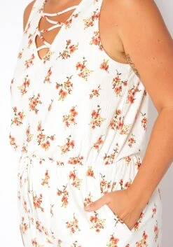Asoph Plus Size Floral Print Sleeveless Romper -Curve Elegance Shop 2017663 952 4