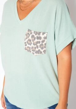 Asoph Plus Size Leopard Pocket Hem V Neck Shirt -Curve Elegance Shop 2017664 179 4