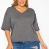 Asoph Plus Size Comfy Knit V Neck Tee Shirt -Curve Elegance Shop 2017802 108 1