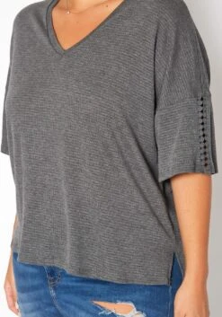 Asoph Plus Size Comfy Knit V Neck Tee Shirt -Curve Elegance Shop 2017802 108 4