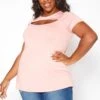 Asoph Plus Size Cut Out Front Tee Shirt