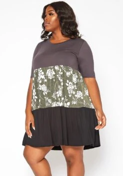 Asoph Plus Size Rose Floral Color Block Mini Dress -Curve Elegance Shop 2017928 125 2