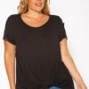 Asoph Plus Size Crochet Hem Short Sleeve Shirt