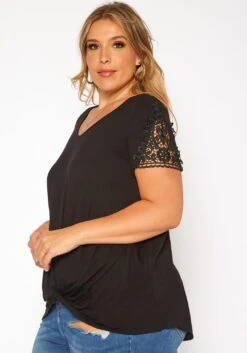 Asoph Plus Size Crochet Hem Short Sleeve Shirt -Curve Elegance Shop 2017936 001 2