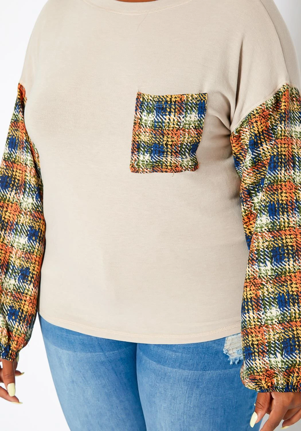 Asoph Plus Size Plaid Print Sweatshirt 7 Asoph Plus Size Plaid Print Sweatshirt - Image 5