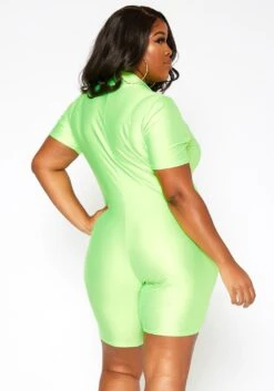 Asoph Plus Size Neon Zip Front Biker Romper -Curve Elegance Shop 2018216 152 2