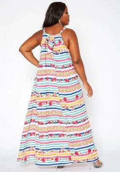 Asoph Plus Size Floral Striped Maxi Flare Dress -Curve Elegance Shop 2018242 128 3