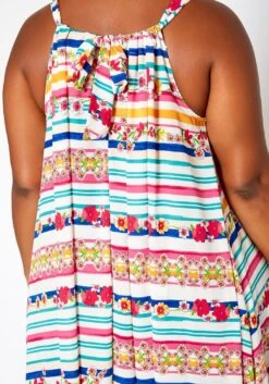 Asoph Plus Size Floral Striped Maxi Flare Dress -Curve Elegance Shop 2018242 128 4