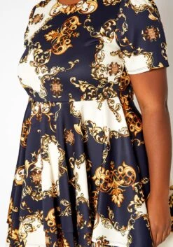 Asoph Plus Size Brocade Print High Low Flare Dress -Curve Elegance Shop 2018246 001 4
