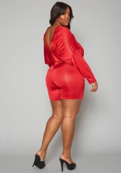 Plus Size Dolman Long Sleeve Romper -Curve Elegance Shop 2018249 110 3