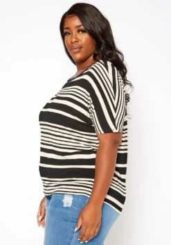 Asoph Plus Size Striped Relaxed Fit Top -Curve Elegance Shop 2018304 001 2