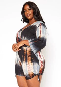 Asoph Plus Size Tie Dye Long Sleeve Romper -Curve Elegance Shop 2018340 001 1