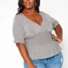 Asoph Plus Size Smocked V Neck Top -Curve Elegance Shop 2018418 108 0