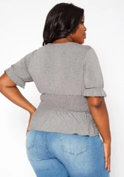 Asoph Plus Size Smocked V Neck Top -Curve Elegance Shop 2018418 108 3