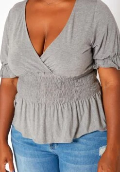 Asoph Plus Size Smocked V Neck Top -Curve Elegance Shop 2018418 108 4