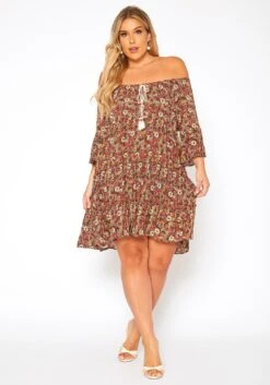 Asoph Plus Size Vintage Floral Print Mini Dress -Curve Elegance Shop 2018420 120 0