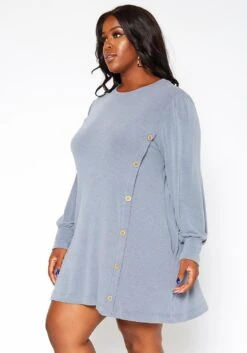 Asoph Plus Size Button Hem Flare Mini Dress -Curve Elegance Shop 2018424 285 2